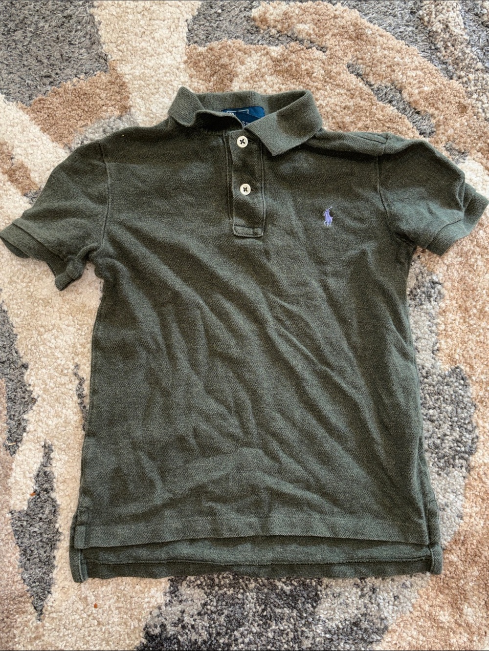 Ralph Lauren Boys Olive Green Polo with Purple Pony